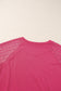 Online Only - Strawberry Pink Plus Size Contrast Lace Sleeve Waffle Knit Top