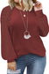 Online Only - Red Plus Size Contrast Lace Sleeve Waffle Knit Top