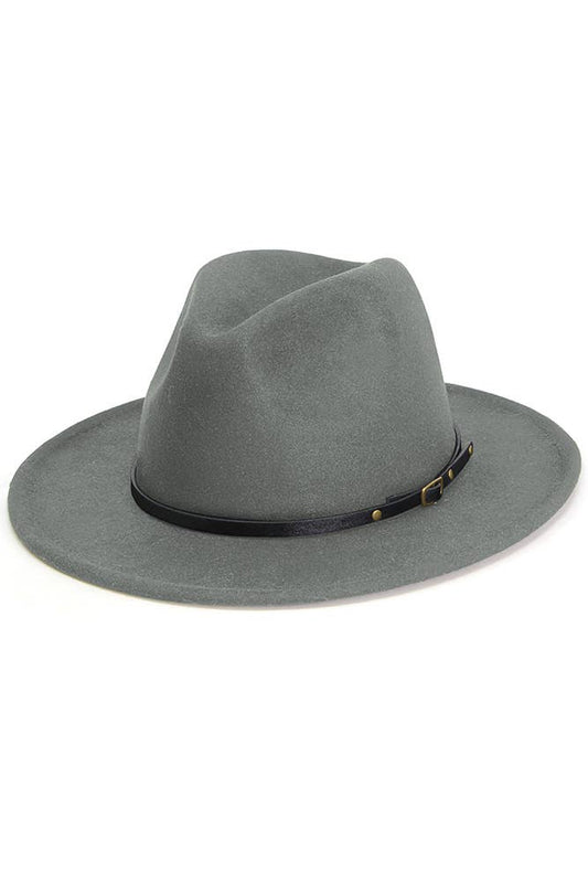 Belt Buckle Trim Wide Brim Felt Hat